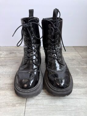 Grunge Whimsigoth Vegan Leather Lace-Up Combat Boots Size 8